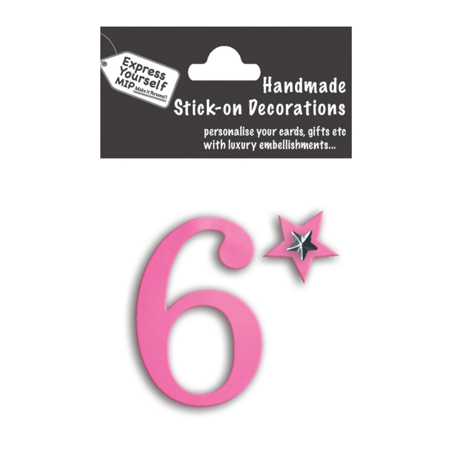 Make It Personal Stick-On Number 6 Pink Foil DIY Card Topper Embellishment