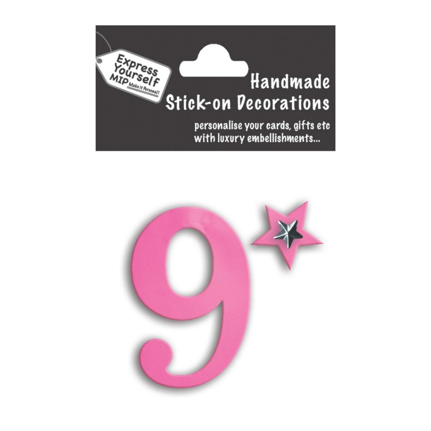 Make It Personal Stick-On Number 9 Pink Foil DIY Card Topper Embellishment