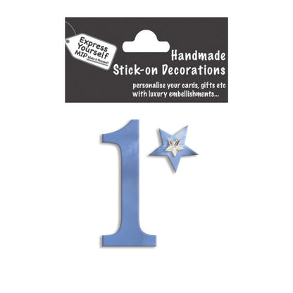 Make It Personal Stick-On Number 1 Blue Foil DIY Card Topper Embellishment