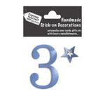 Make It Personal Stick-On Number 3 Blue Foil DIY Card Topper Embellishment