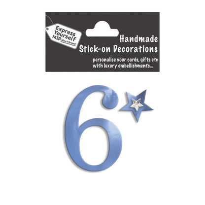 Make It Personal Stick-On Number 6 Blue Foil DIY Card Topper Embellishment