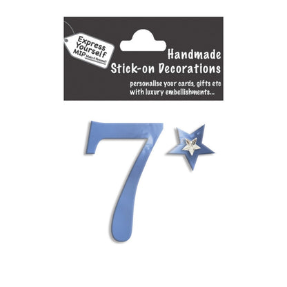 Make It Personal Stick-On Number 7 Blue Foil DIY Card Topper Embellishment