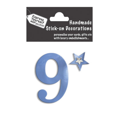 Make It Personal Stick-On Number 9 Blue Foil DIY Card Topper Embellishment