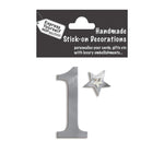 Make It Personal Stick-On Number 1 Silver Foil DIY Card Topper Embellishment