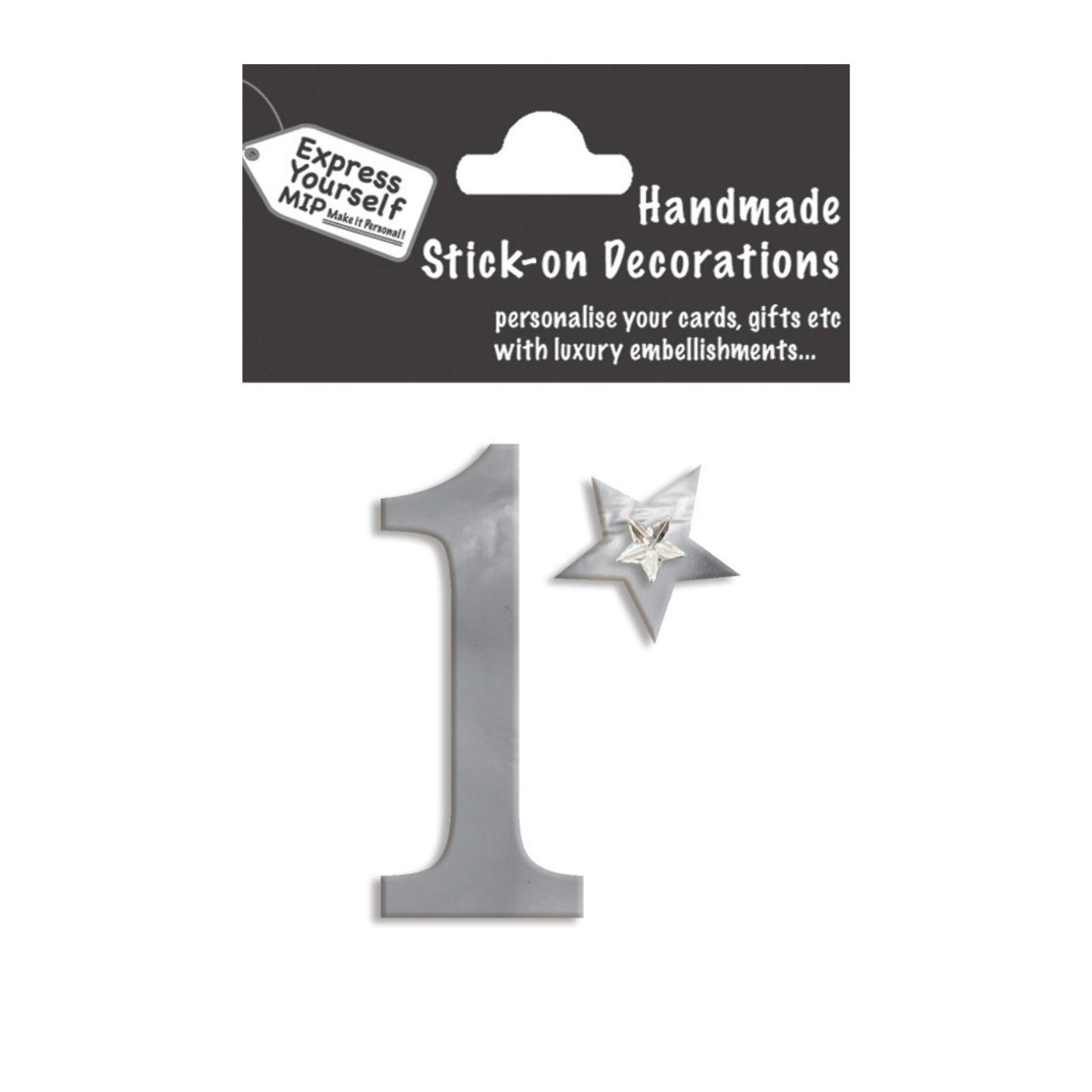 Make It Personal Stick-On Number 1 Silver Foil DIY Card Topper Embellishment