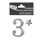 Make It Personal Stick-On Number 3 Silver Foil DIY Card Topper Embellishment