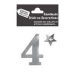 Make It Personal Stick-On Number 4 Silver Foil DIY Card Topper Embellishment