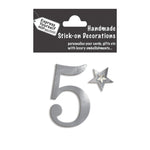 Make It Personal Stick-On Number 5 Silver Foil DIY Card Topper Embellishment
