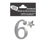 Make It Personal Stick-On Number 6 Silver Foil DIY Card Topper Embellishment