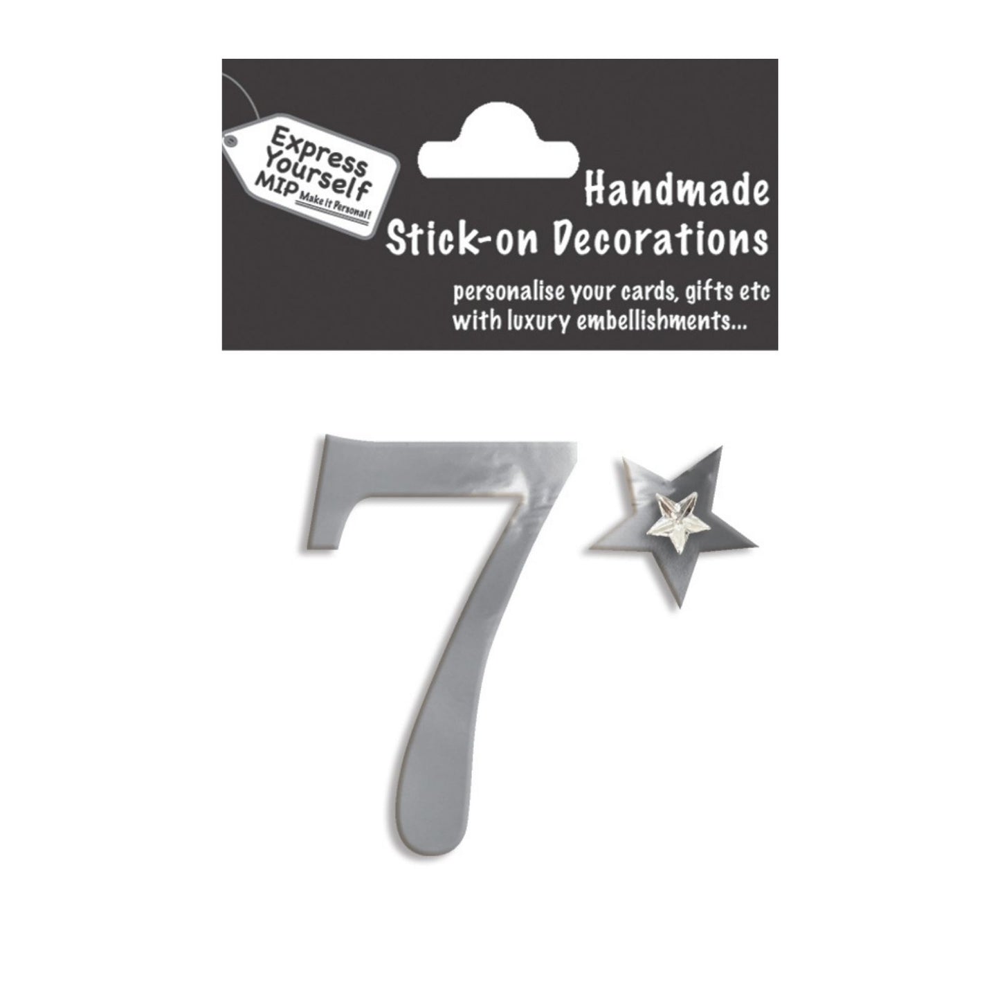 Make It Personal Stick-On Number 7 Silver Foil DIY Card Topper Embellishment