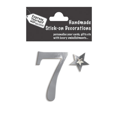 Make It Personal Stick-On Number 7 Silver Foil DIY Card Topper Embellishment