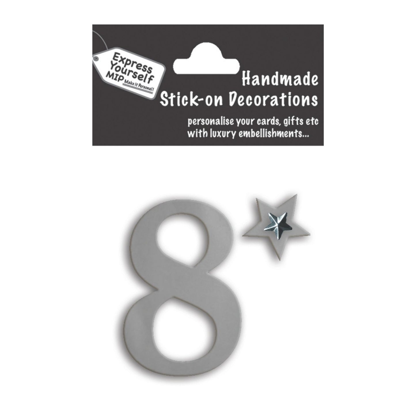 Make It Personal Stick-On Number 8 Silver Foil DIY Card Topper Embellishment