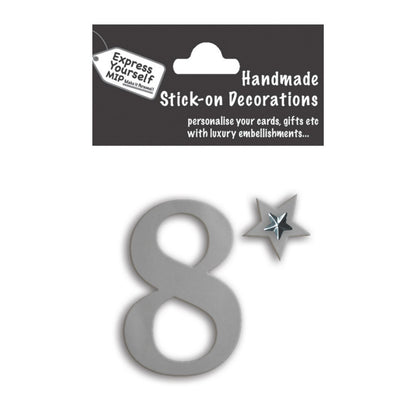 Make It Personal Stick-On Number 8 Silver Foil DIY Card Topper Embellishment
