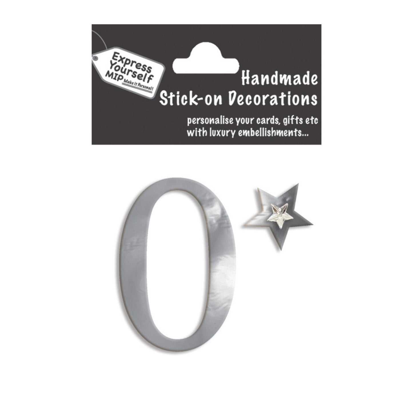 Make It Personal Stick-On Number 0 Silver Foil DIY Card Topper Embellishment