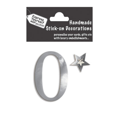 Make It Personal Stick-On Number 0 Silver Foil DIY Card Topper Embellishment