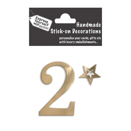 Make It Personal Stick-On Number 2 Gold Foil DIY Card Topper Embellishment