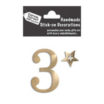 Make It Personal Stick-On Number 3 Gold Foil DIY Card Topper Embellishment