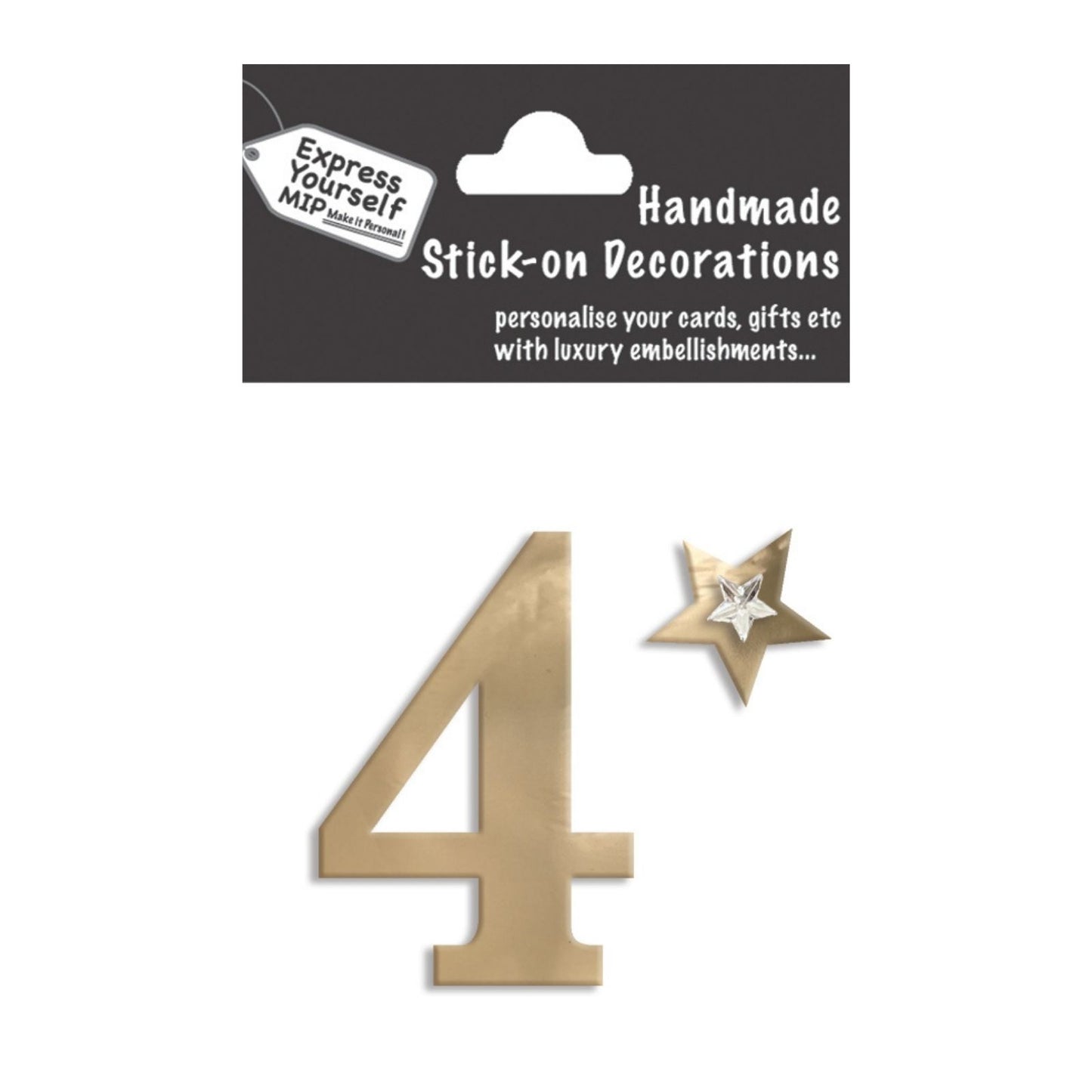 Make It Personal Stick-On Number 4 Gold Foil DIY Card Topper Embellishment