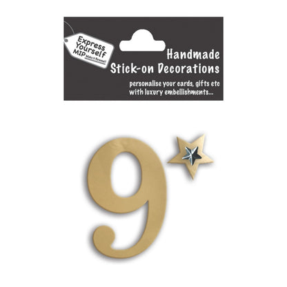 Make It Personal Stick-On Number 9 Gold Foil DIY Card Topper Embellishment