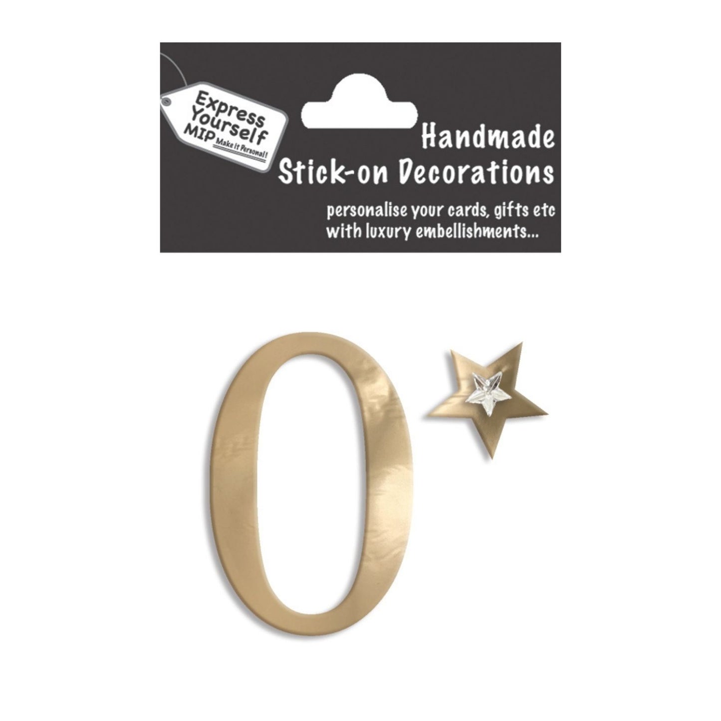 Make It Personal Stick-On Number 0 Gold Foil DIY Card Topper Embellishment