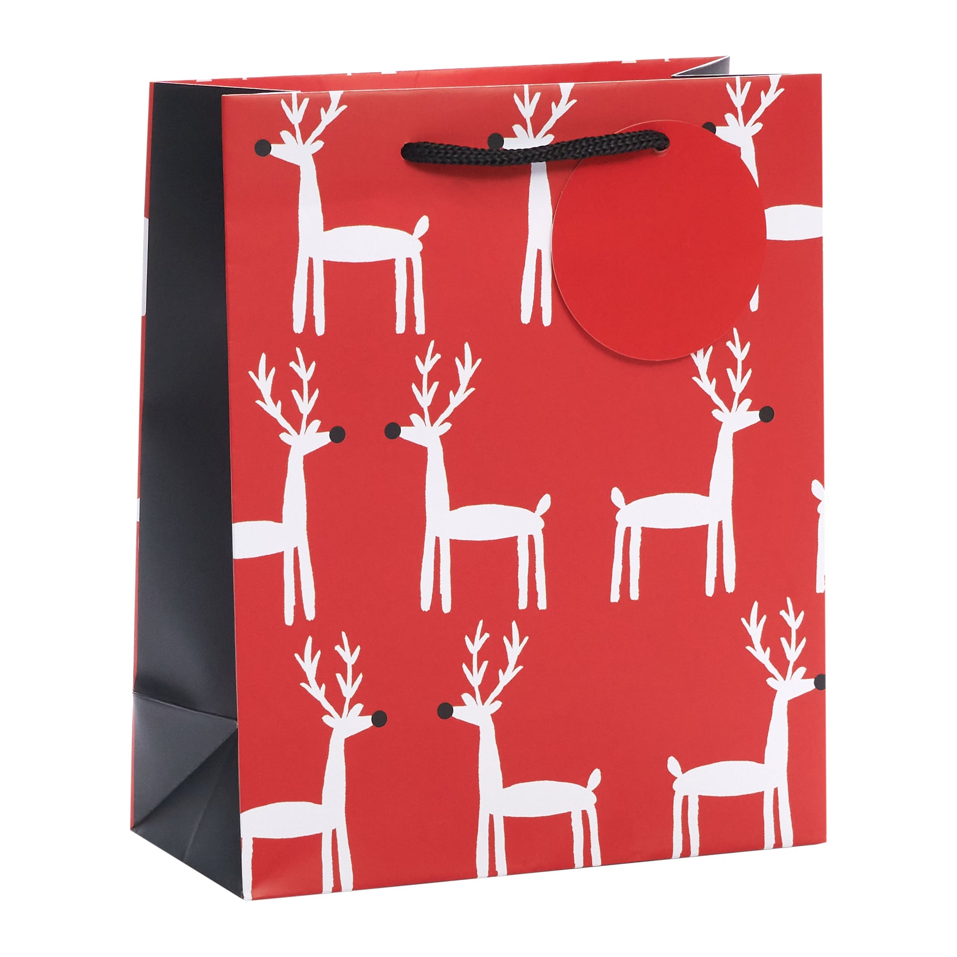 Red Reindeer Medium Christmas Gift Bag Festive Xmas Gift Wrap