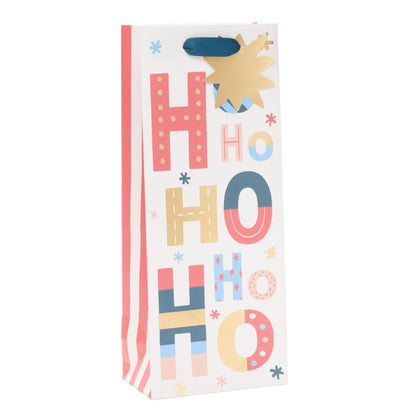 Ho Ho Ho Christmas Bottle Gift Bag Festive Xmas Gift Wrap Gifting Accessory