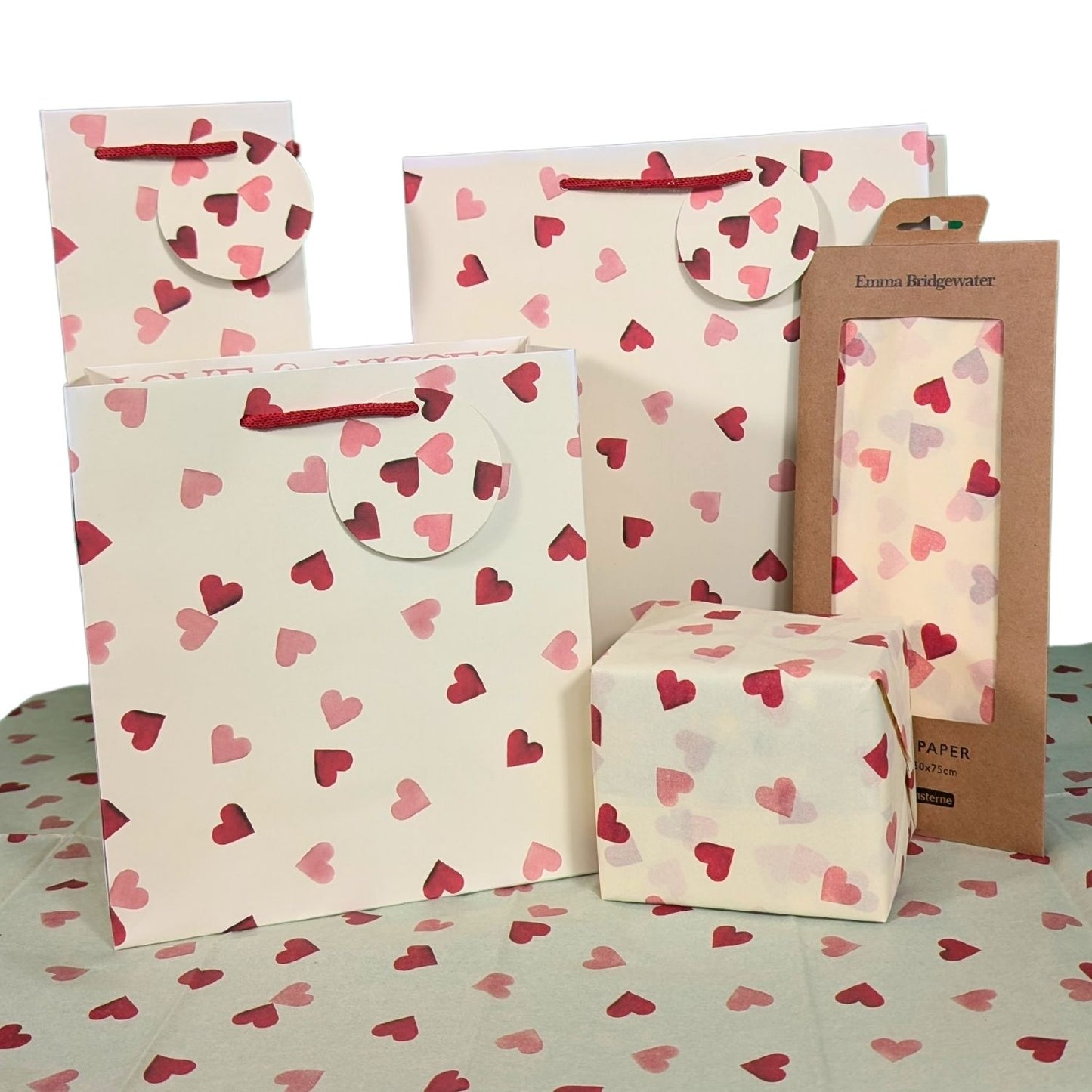 Emma Bridgewater Pink Hearts Medium Gift Bag Gift Wrapping Accessory