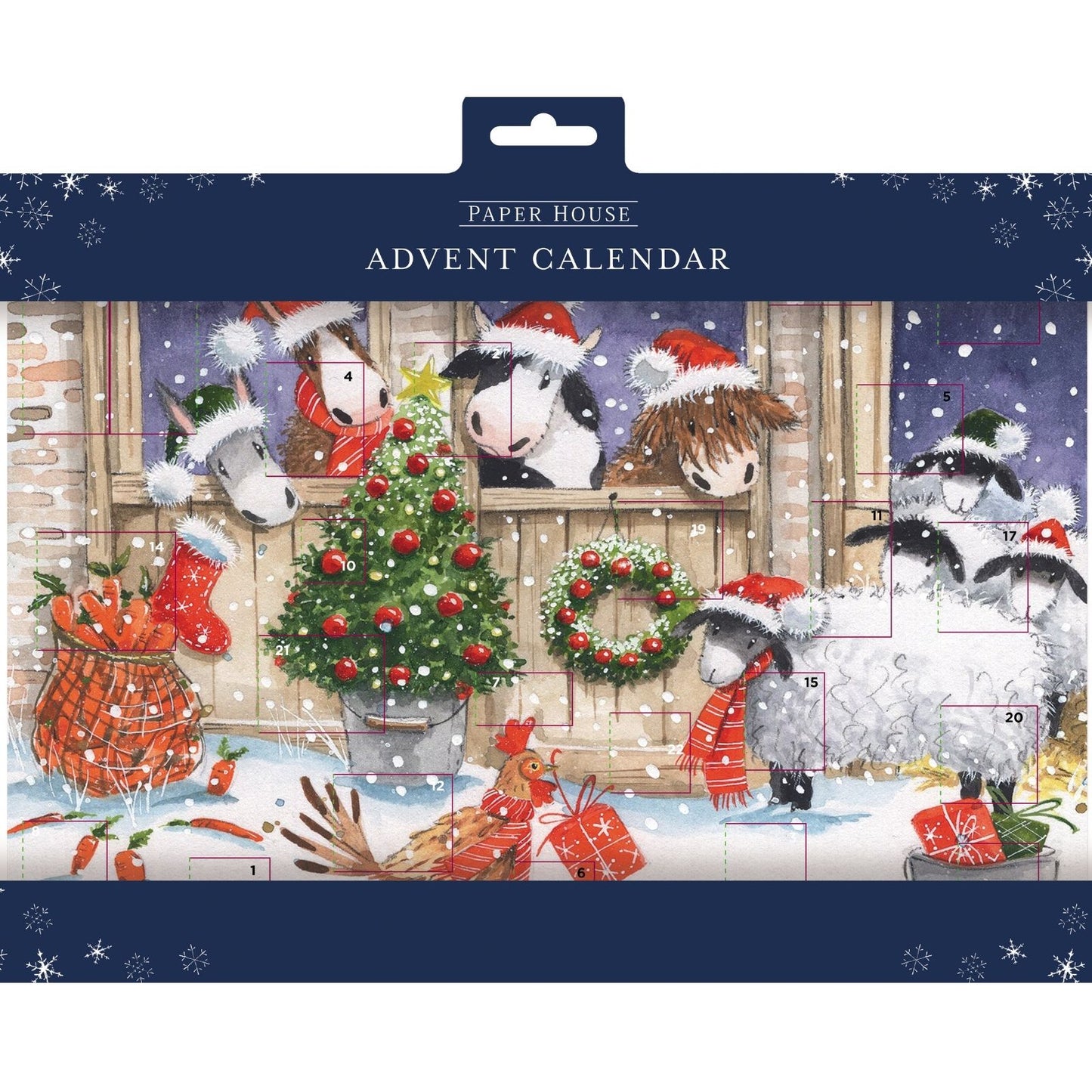 Traditional Picture Advent Calendar Snowy Stables Christmas Countdown Gift
