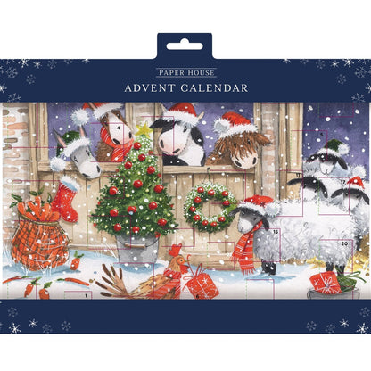 Traditional Picture Advent Calendar Snowy Stables Christmas Countdown Gift