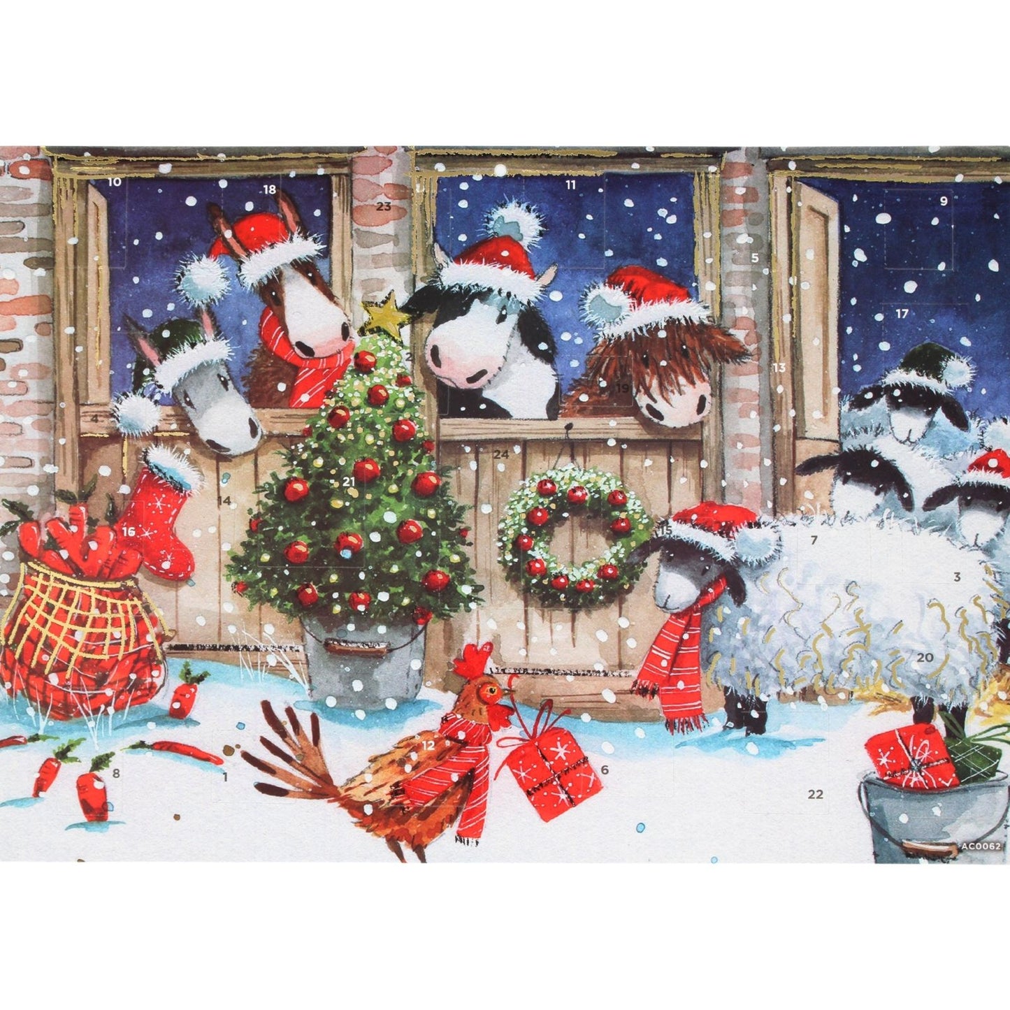 Traditional Picture Advent Calendar Snowy Stables Christmas Countdown Gift
