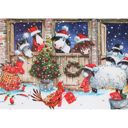 Traditional Picture Advent Calendar Snowy Stables Christmas Countdown Gift
