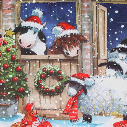 Traditional Picture Advent Calendar Snowy Stables Christmas Countdown Gift