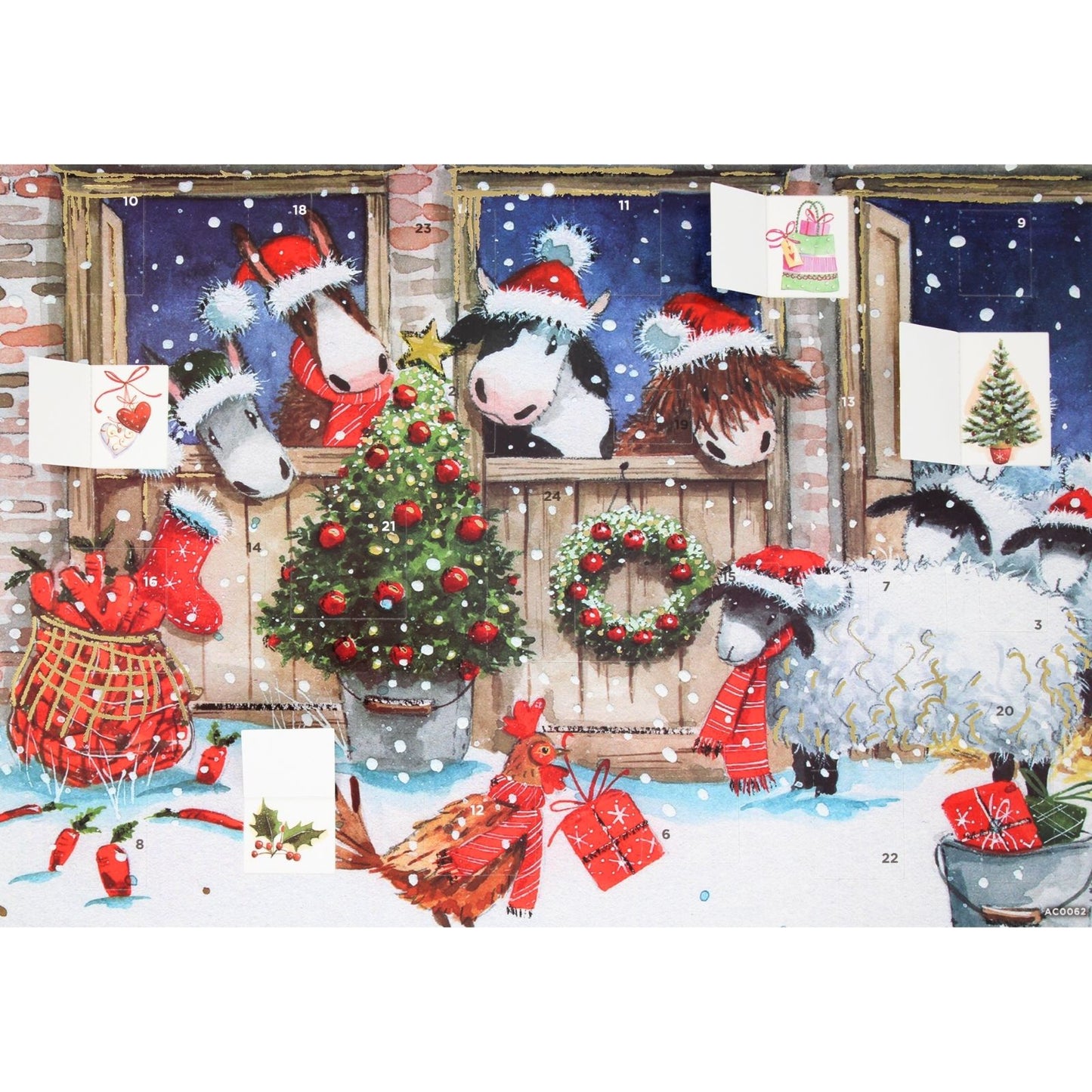Traditional Picture Advent Calendar Snowy Stables Christmas Countdown Gift