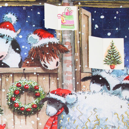 Traditional Picture Advent Calendar Snowy Stables Christmas Countdown Gift