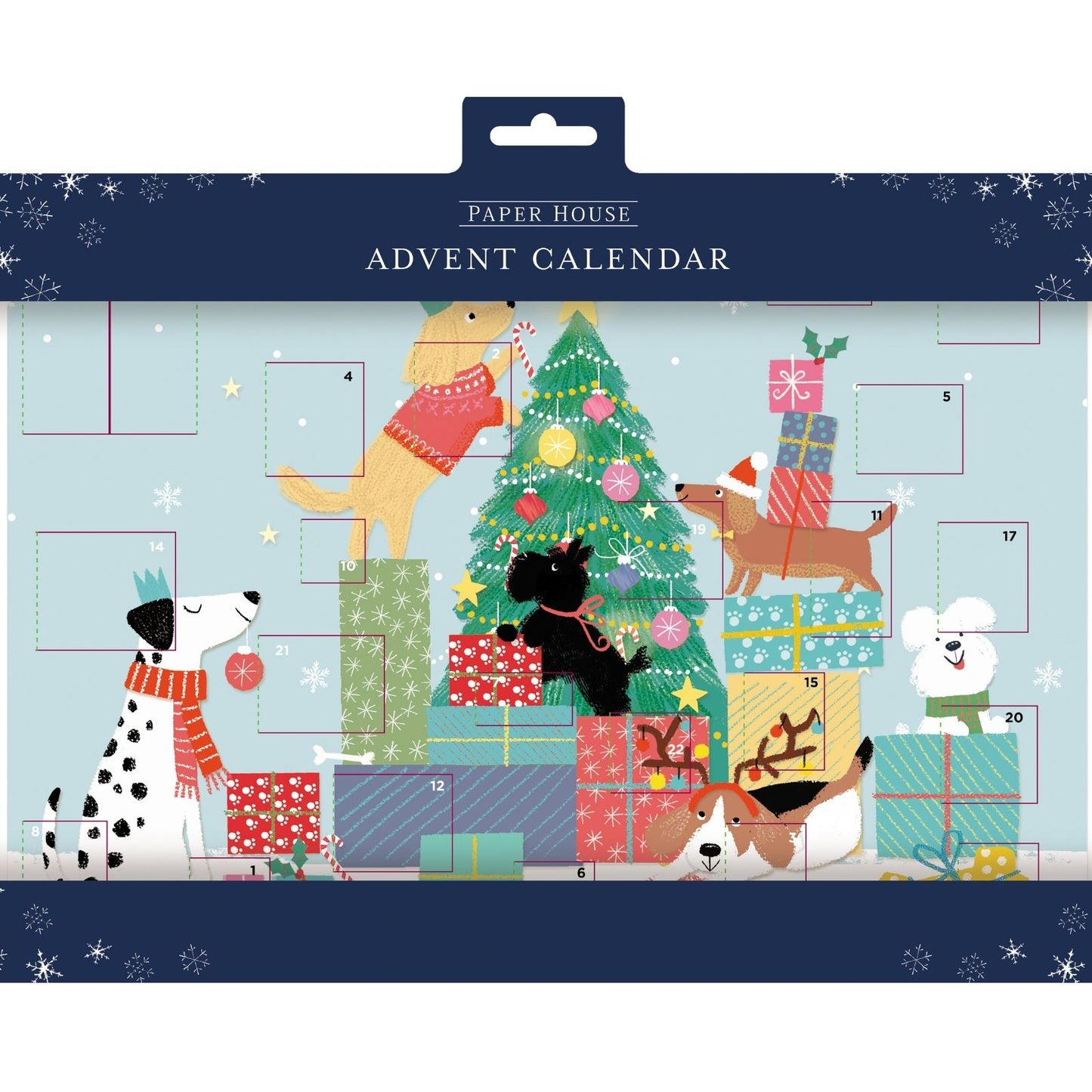 Traditional Picture Advent Calendar Dogs Around Tree Christmas Countdown Gift