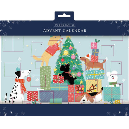 Traditional Picture Advent Calendar Dogs Around Tree Christmas Countdown Gift