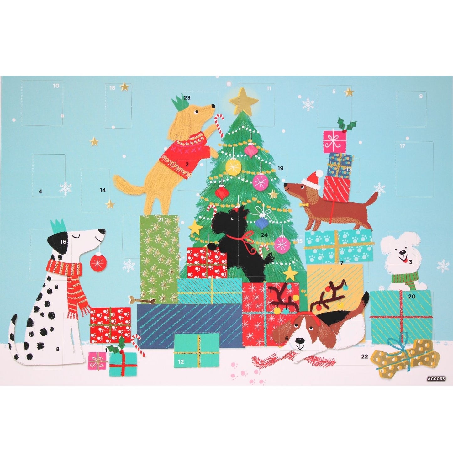Traditional Picture Advent Calendar Dogs Around Tree Christmas Countdown Gift