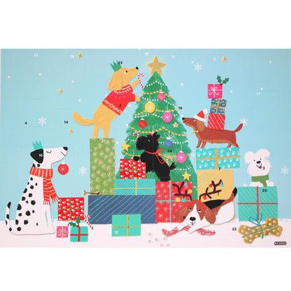 Traditional Picture Advent Calendar Dogs Around Tree Christmas Countdown Gift