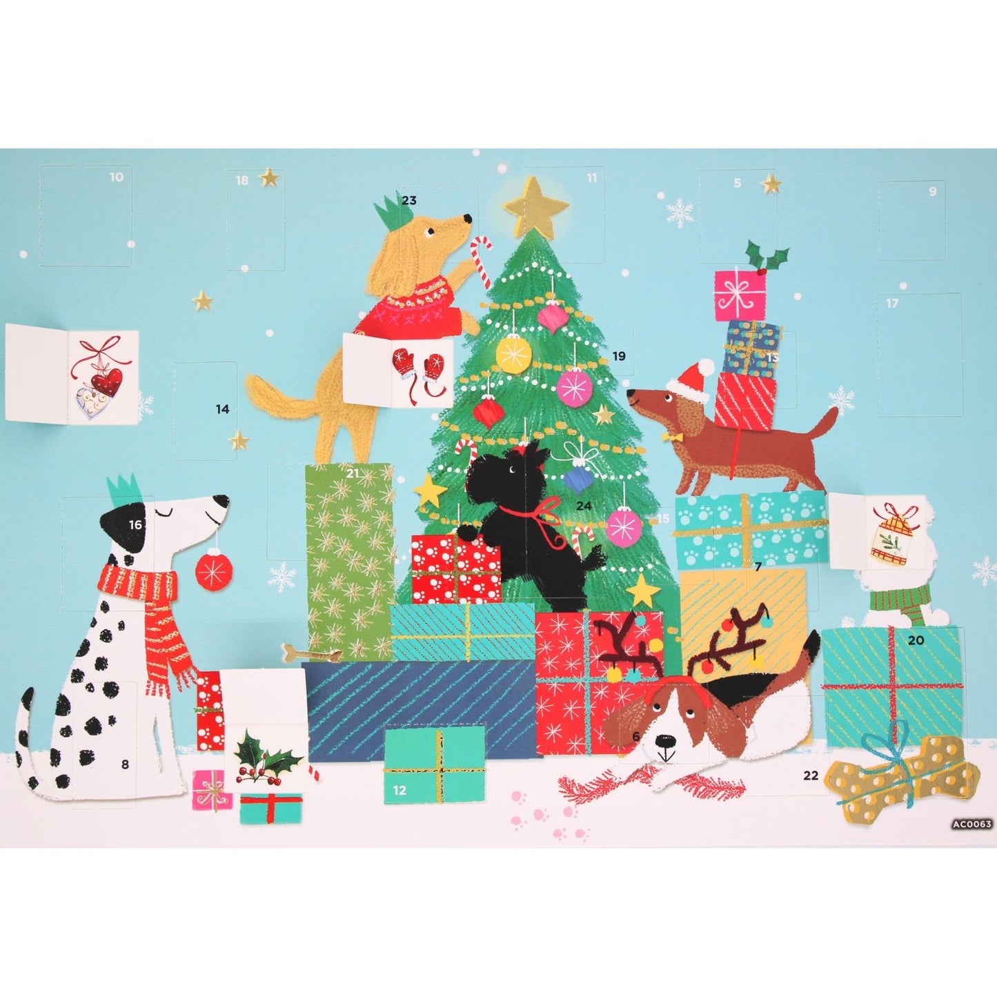 Traditional Picture Advent Calendar Dogs Around Tree Christmas Countdown Gift