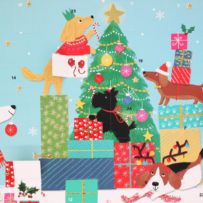 Traditional Picture Advent Calendar Dogs Around Tree Christmas Countdown Gift