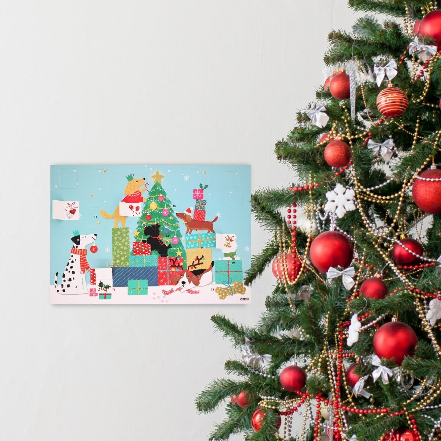 Traditional Picture Advent Calendar Dogs Around Tree Christmas Countdown Gift