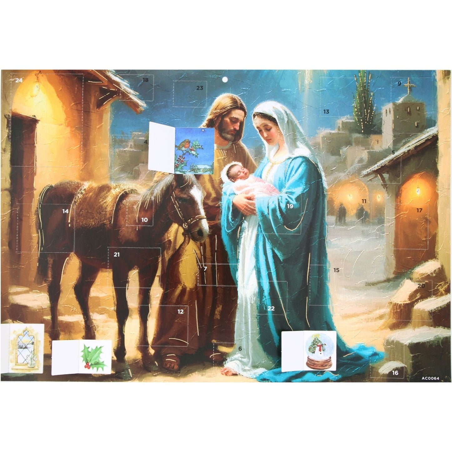 Traditional Picture Advent Calendar Religious Nativity Christmas Countdown Gift