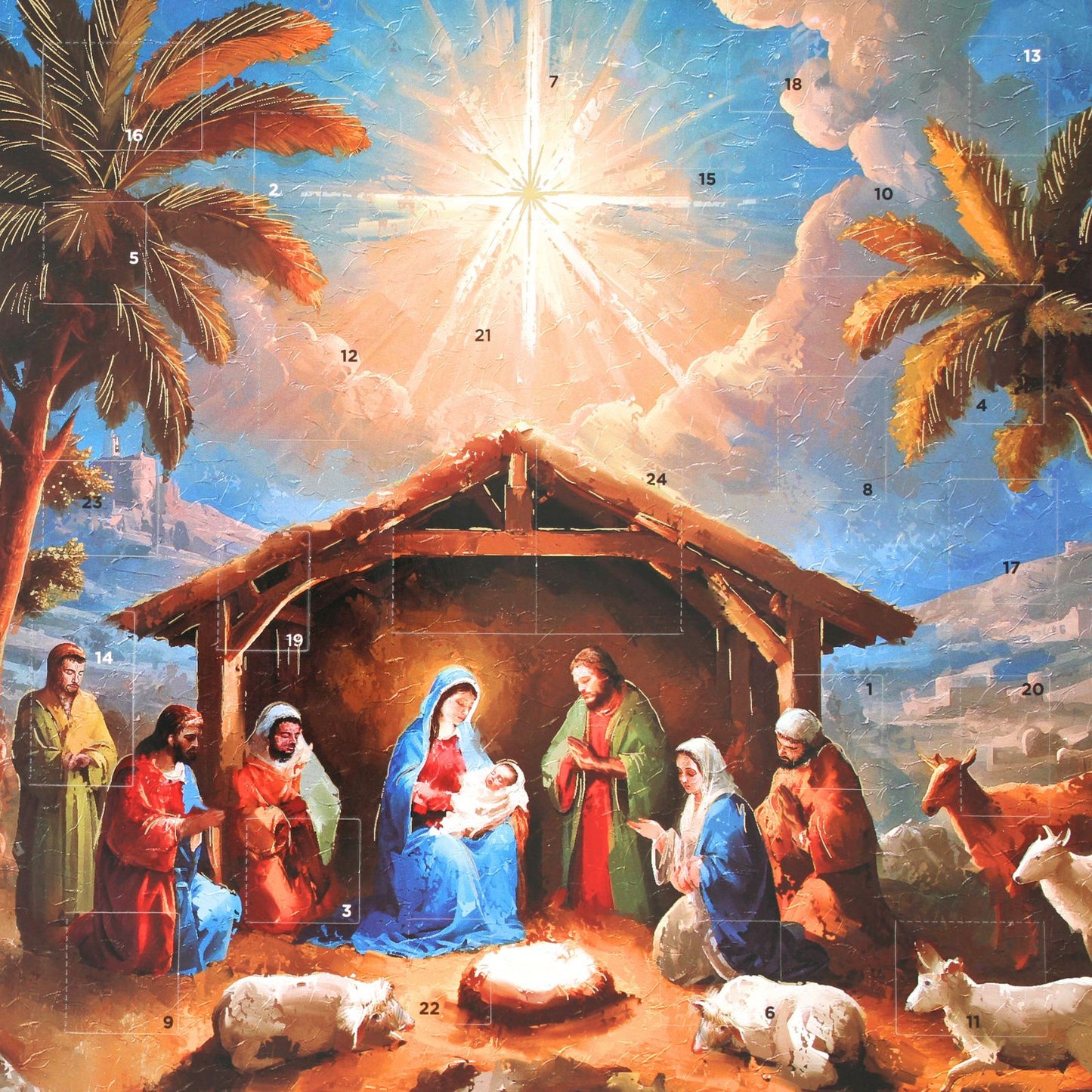 Traditional Picture Advent Calendar Religious Manger Christmas Countdown Gift