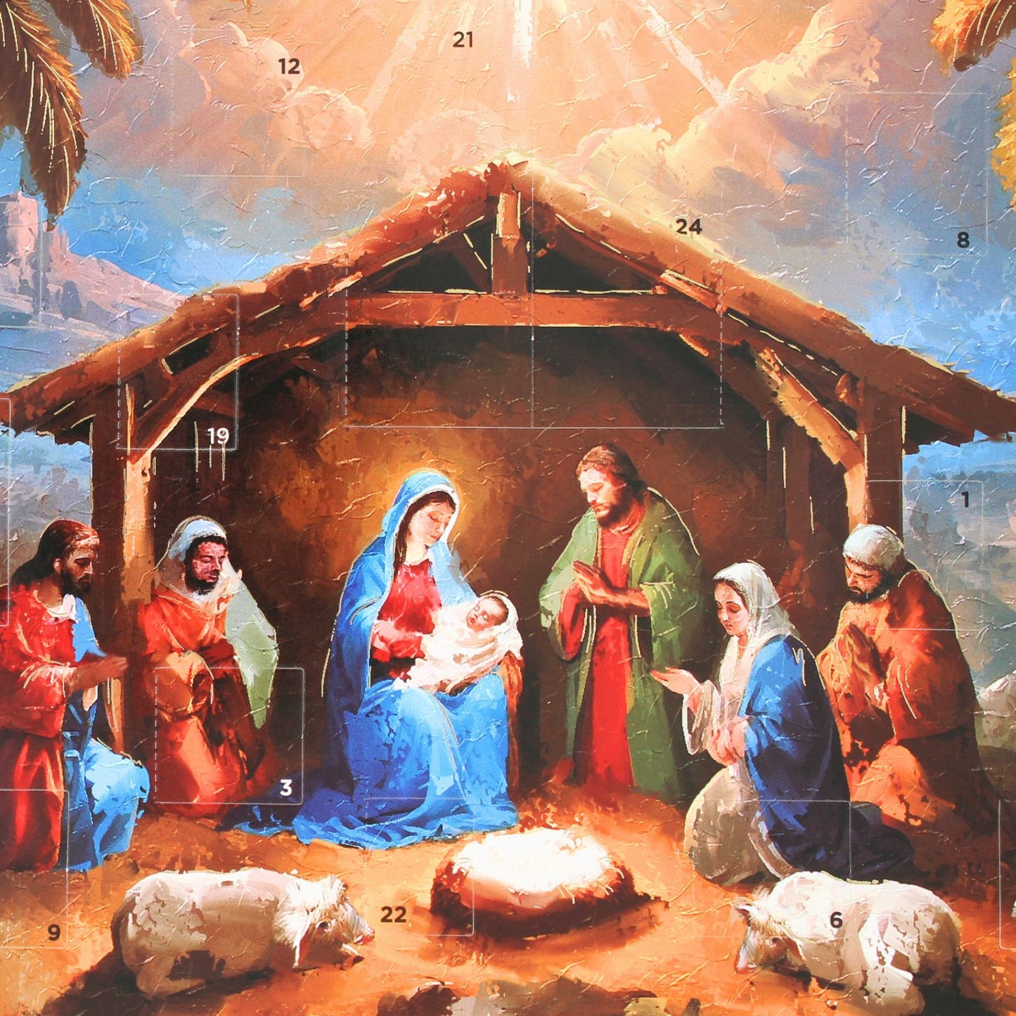 Traditional Picture Advent Calendar Religious Manger Christmas Countdown Gift