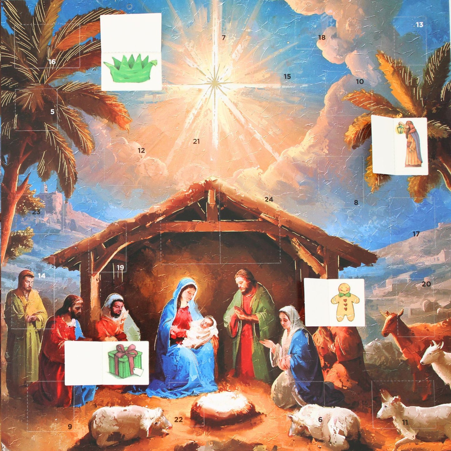 Traditional Picture Advent Calendar Religious Manger Christmas Countdown Gift