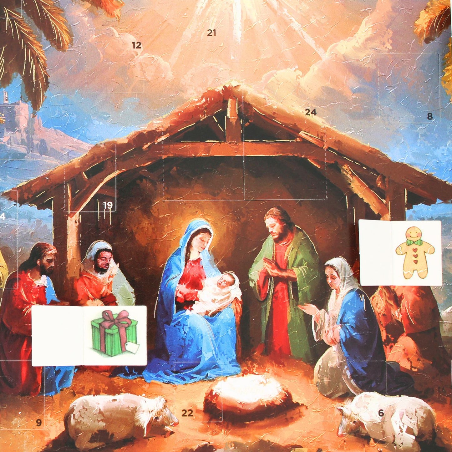 Traditional Picture Advent Calendar Religious Manger Christmas Countdown Gift