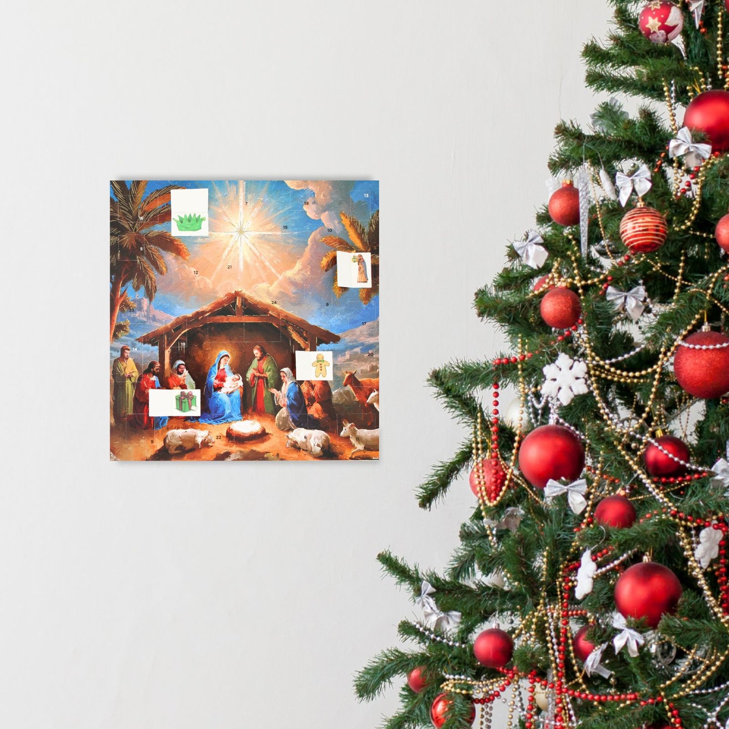 Traditional Picture Advent Calendar Religious Manger Christmas Countdown Gift