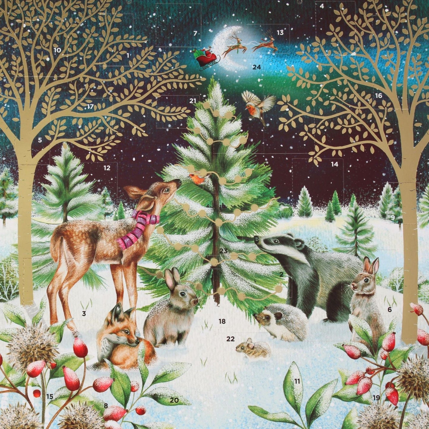 Traditional Picture Advent Calendar Woodland Animals Christmas Countdown Gift