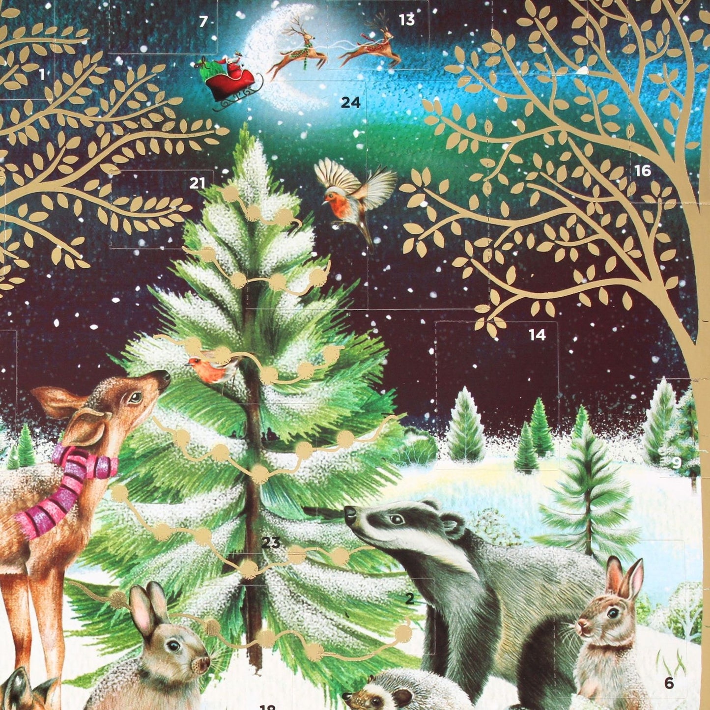 Traditional Picture Advent Calendar Woodland Animals Christmas Countdown Gift