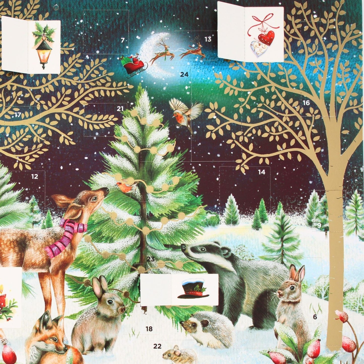 Traditional Picture Advent Calendar Woodland Animals Christmas Countdown Gift